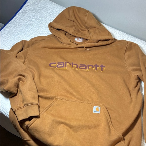 Carhartt Men's Tan Hoodie with Logo - Picture 2 of 2